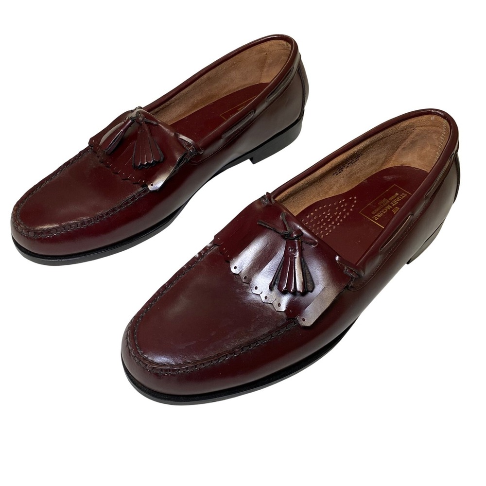 Stuart McGuire Tassel Loafers Mens 13 EEE Burgundy Leather Slip On Dress Shoes